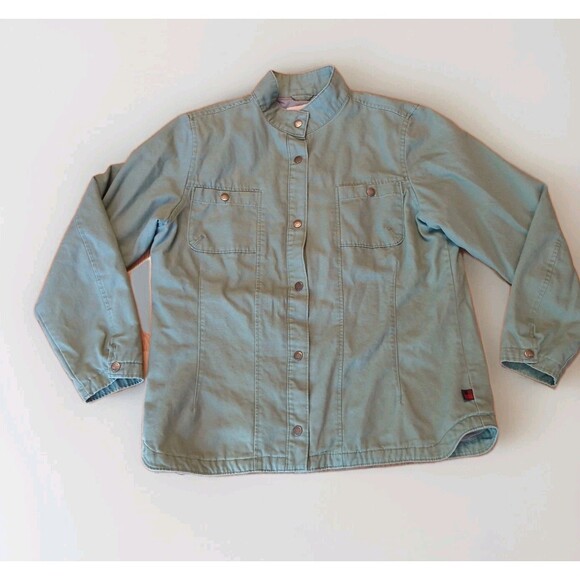 Woolrich Barn Chore Jacket Coat Womens Large Sage Green Canvas Quilted - Picture 1 of 7